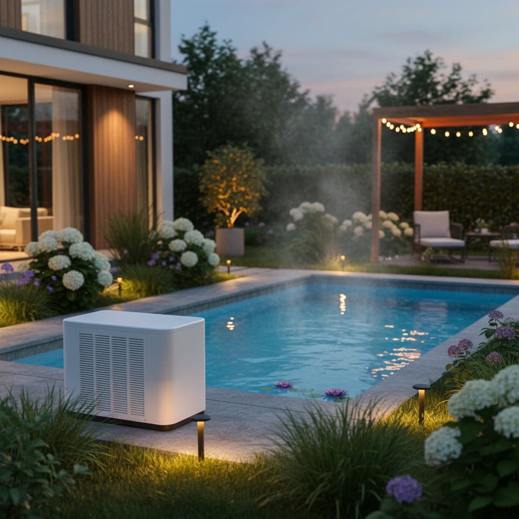 Piscina climatizada exterior en vivienda