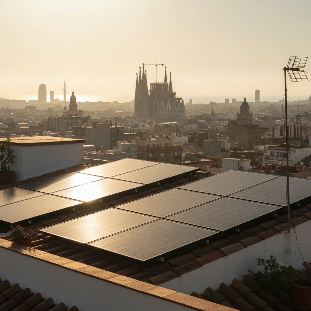 Instalación de placas solares fotovoltaicas en cubierta de vivienda en Barcelona