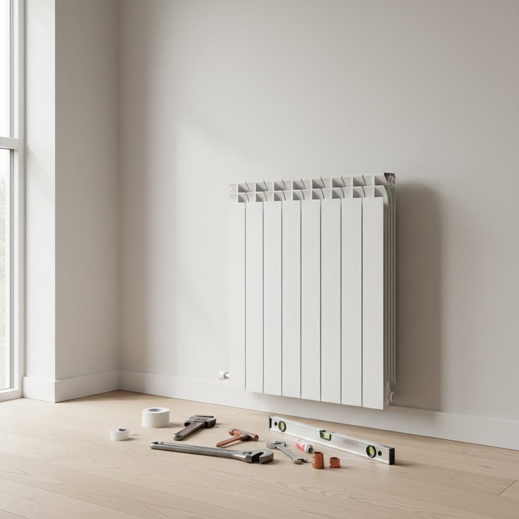 Radiadores de aluminio modernos en vivienda