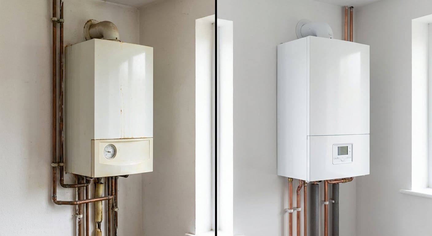 Caldera de gas doméstica en vivienda